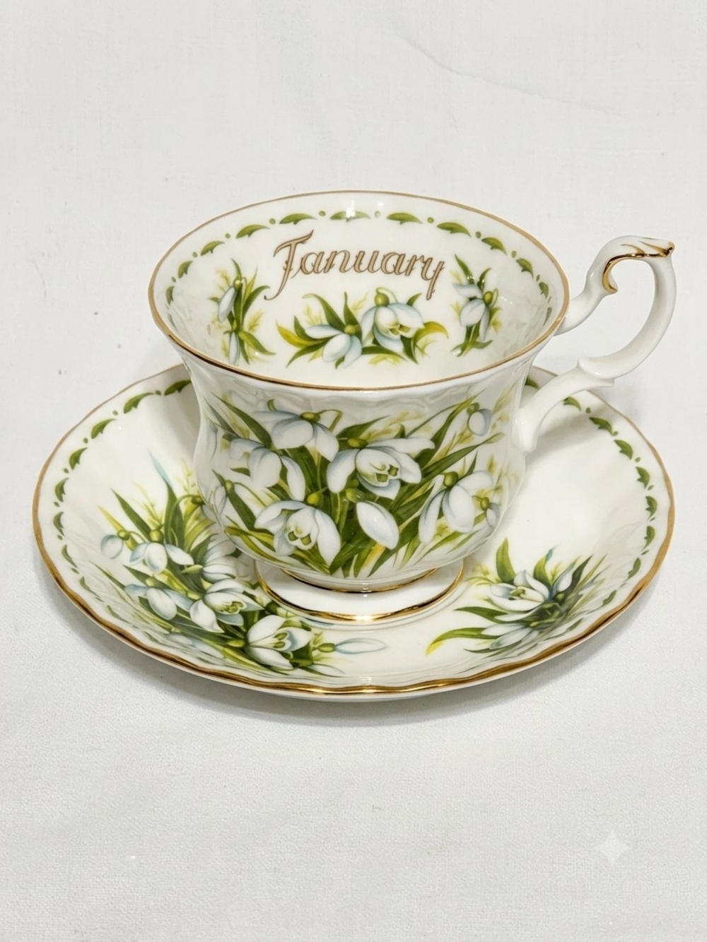Royal Albert "January" Snowdrops Teacup & Saucer